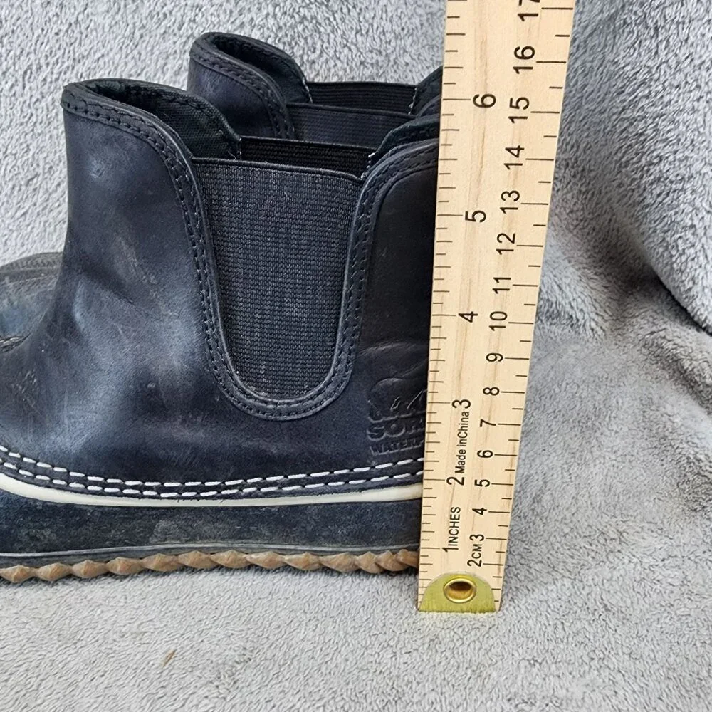 Sorel Shoes Womens Size 6 Out N About Black Leather Chelsea Duck Boots